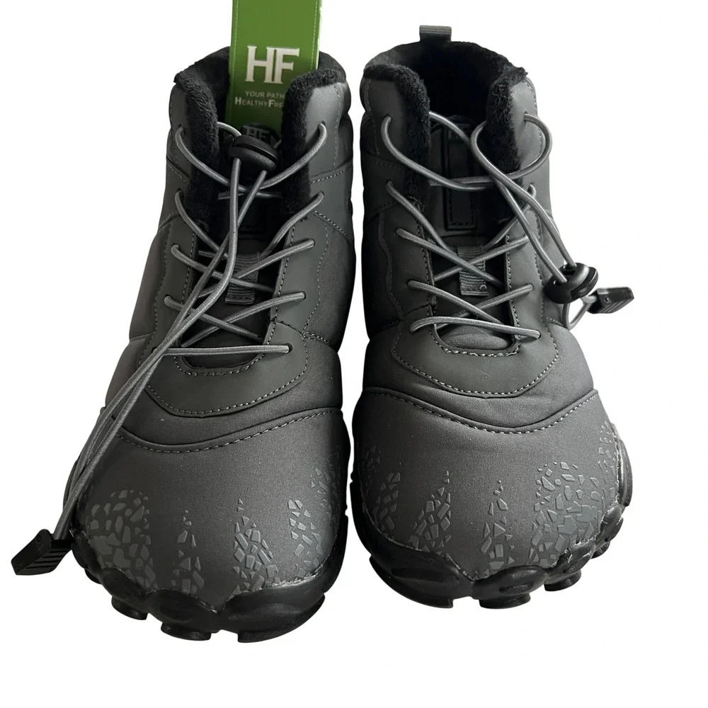 Healthy Freedom Barefoot Winter Boots Womens 36 Gray Faux Fur Lined Minimalist